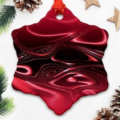 Crimson Red Black Swirl Ornament (snowflake) by SpinnyChairDesigns