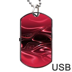 Crimson Red Black Swirl Dog Tag Usb Flash (one Side) by SpinnyChairDesigns