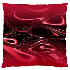 Crimson Red Black Swirl Large Cushion Case (two Sides) by SpinnyChairDesigns