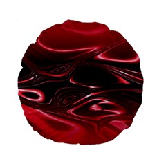 Crimson Red Black Swirl Standard 15  Premium Round Cushions by SpinnyChairDesigns