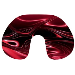 Crimson Red Black Swirl Travel Neck Pillow by SpinnyChairDesigns