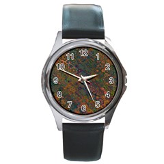 Boho Floral Pattern Round Metal Watch by SpinnyChairDesigns