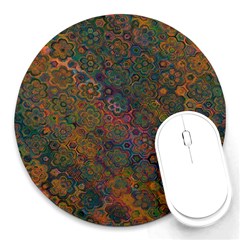 Boho Floral Pattern Round Mousepads by SpinnyChairDesigns