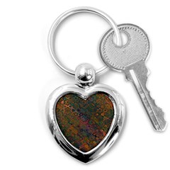 Boho Floral Pattern Key Chain (heart) by SpinnyChairDesigns