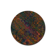 Boho Floral Pattern Rubber Coaster (round)  by SpinnyChairDesigns