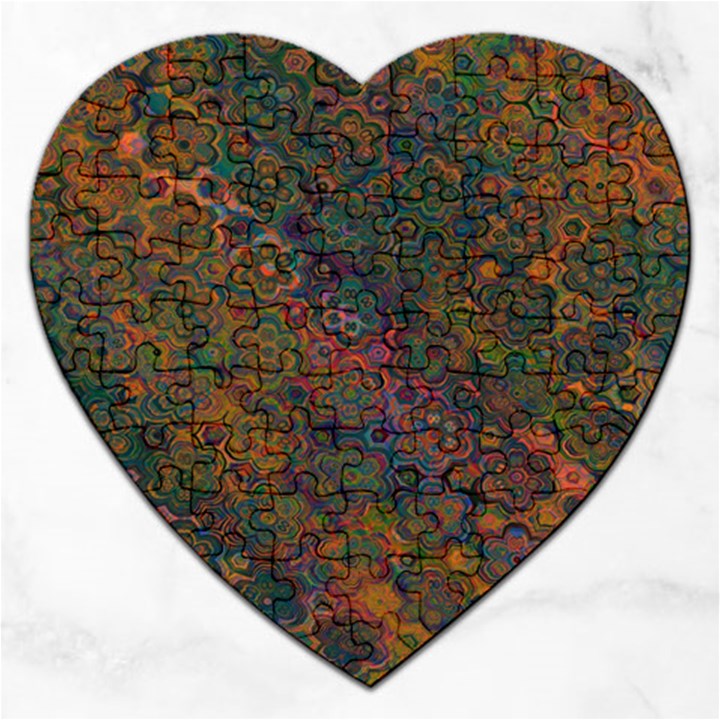 Boho Floral Pattern Jigsaw Puzzle (Heart)