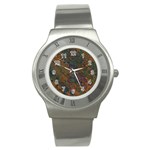 Boho Floral Pattern Stainless Steel Watch Front