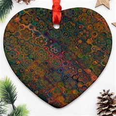 Boho Floral Pattern Heart Ornament (two Sides) by SpinnyChairDesigns