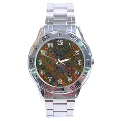 Boho Floral Pattern Stainless Steel Analogue Watch by SpinnyChairDesigns