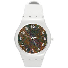 Boho Floral Pattern Round Plastic Sport Watch (m) by SpinnyChairDesigns