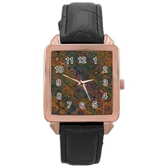 Boho Floral Pattern Rose Gold Leather Watch  by SpinnyChairDesigns