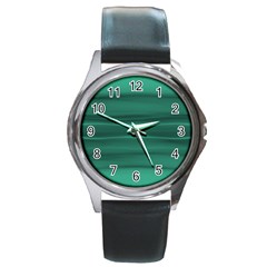 Biscay Green Ombre Round Metal Watch by SpinnyChairDesigns