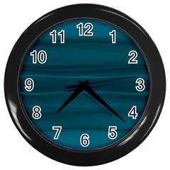 Teal Blue Ombre Wall Clock (black) by SpinnyChairDesigns