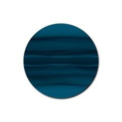 Teal Blue Ombre Rubber Coaster (round)  by SpinnyChairDesigns