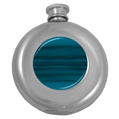 Teal Blue Ombre Round Hip Flask (5 Oz) by SpinnyChairDesigns