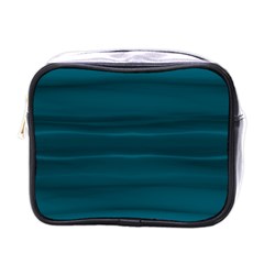 Teal Blue Ombre Mini Toiletries Bag (one Side) by SpinnyChairDesigns