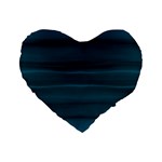 Teal Blue Ombre Standard 16  Premium Flano Heart Shape Cushions Front