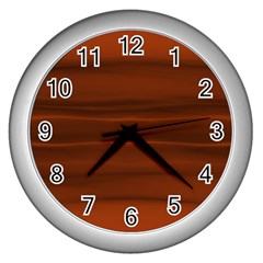 Cinnamon And Rust Ombre Wall Clock (silver) by SpinnyChairDesigns