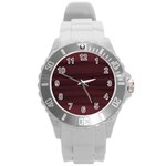 Burgundy Wine Ombre Round Plastic Sport Watch (L) Front