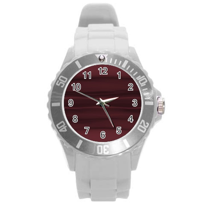 Burgundy Wine Ombre Round Plastic Sport Watch (L)