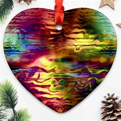 Electric Tie Dye Colors Ornament (heart) by SpinnyChairDesigns