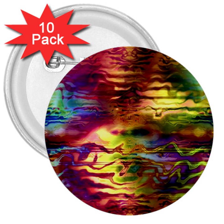 Electric Tie Dye Colors 3  Buttons (10 pack) 