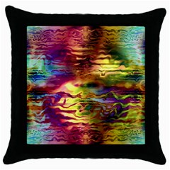 Electric Tie Dye Colors Throw Pillow Case (black) by SpinnyChairDesigns