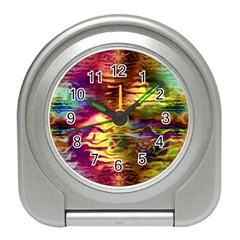 Electric Tie Dye Colors Travel Alarm Clock by SpinnyChairDesigns