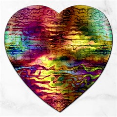 Electric Tie Dye Colors Jigsaw Puzzle (heart) by SpinnyChairDesigns