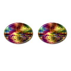 Electric Tie Dye Colors Cufflinks (oval) by SpinnyChairDesigns