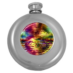 Electric Tie Dye Colors Round Hip Flask (5 Oz) by SpinnyChairDesigns