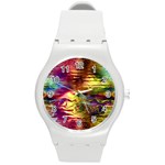 Electric Tie Dye Colors Round Plastic Sport Watch (M) Front