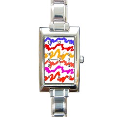 Multicolored Scribble Abstract Pattern Rectangle Italian Charm Watch by dflcprintsclothing