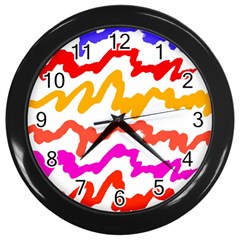 Multicolored Scribble Abstract Pattern Wall Clock (black) by dflcprintsclothing