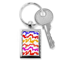 Multicolored Scribble Abstract Pattern Key Chain (rectangle)