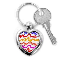 Multicolored Scribble Abstract Pattern Key Chain (heart) by dflcprintsclothing