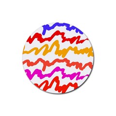 Multicolored Scribble Abstract Pattern Rubber Coaster (round)  by dflcprintsclothing