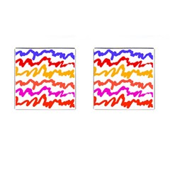 Multicolored Scribble Abstract Pattern Cufflinks (square) by dflcprintsclothing