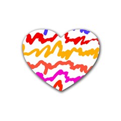 Multicolored Scribble Abstract Pattern Rubber Coaster (heart)  by dflcprintsclothing