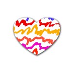 Multicolored Scribble Abstract Pattern Rubber Coaster (Heart)  Front