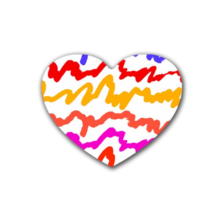 Multicolored Scribble Abstract Pattern Rubber Coaster (Heart) 