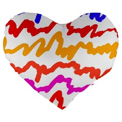 Multicolored Scribble Abstract Pattern Large 19  Premium Heart Shape Cushions by dflcprintsclothing