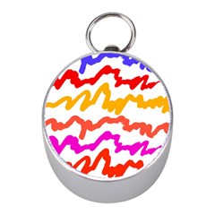 Multicolored Scribble Abstract Pattern Mini Silver Compasses