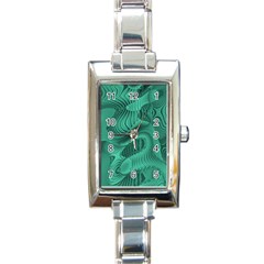 Biscay Green Swirls Rectangle Italian Charm Watch by SpinnyChairDesigns