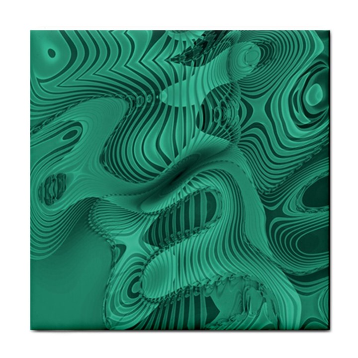 Biscay Green Swirls Tile Coaster