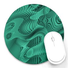 Biscay Green Swirls Round Mousepads by SpinnyChairDesigns