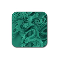 Biscay Green Swirls Rubber Coaster (square)  by SpinnyChairDesigns