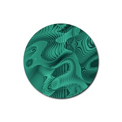 Biscay Green Swirls Rubber Coaster (round)  by SpinnyChairDesigns