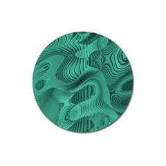 Biscay Green Swirls Magnet 3  (round) by SpinnyChairDesigns