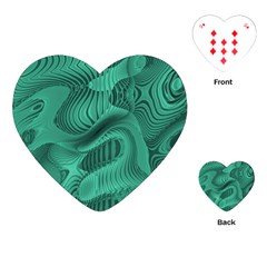 Biscay Green Swirls Playing Cards Single Design (heart) by SpinnyChairDesigns